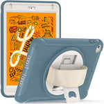 Til iPad mini (2019) 7,9 tommer/iPad mini 4 Roterende Kickstand PC + Silikone Hybrid Cover Anti-fald Tablet Etui med Håndrem