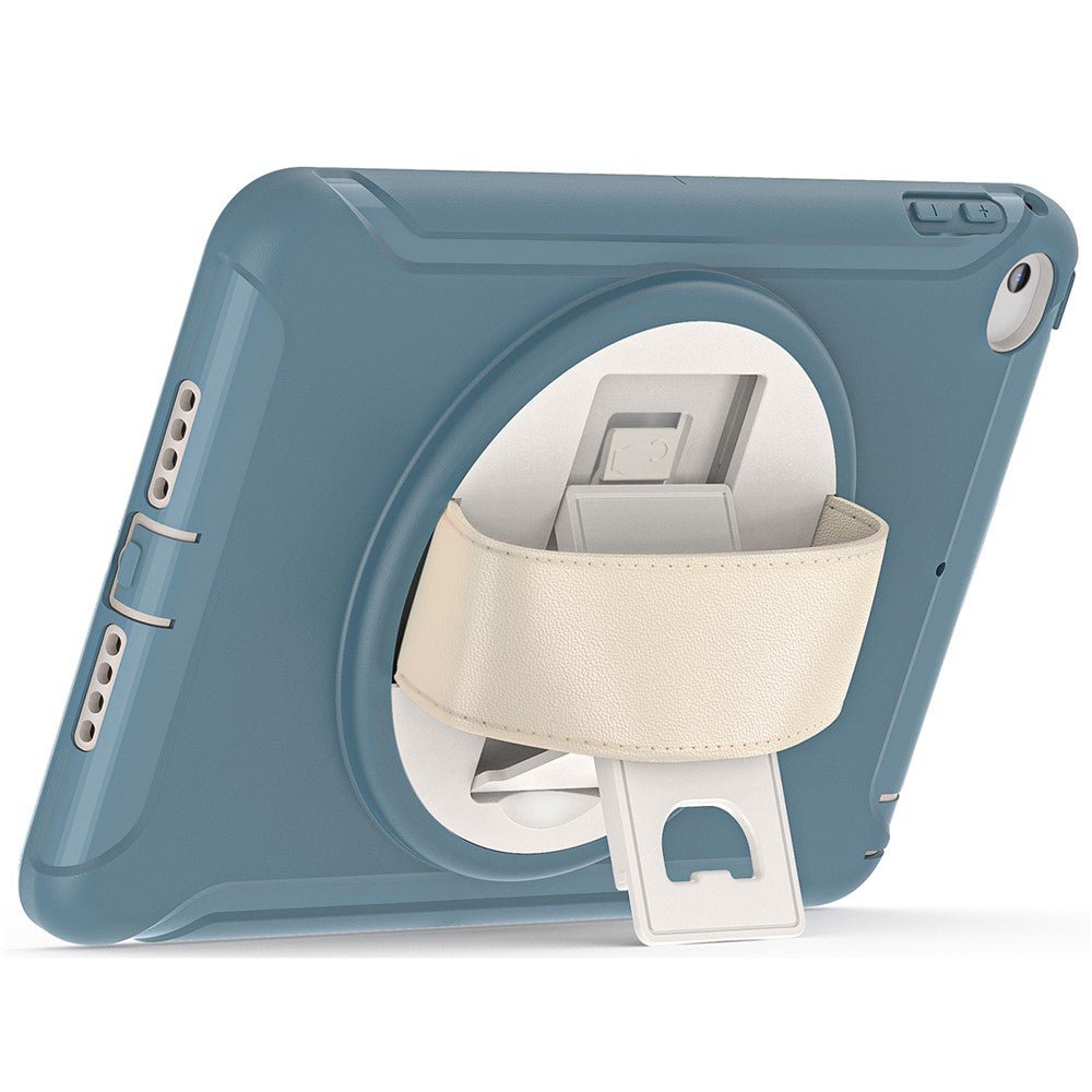 Til iPad mini (2019) 7,9 tommer/iPad mini 4 Roterende Kickstand PC + Silikone Hybrid Cover Anti-fald Tablet Etui med Håndrem