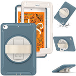 Til iPad mini (2019) 7,9 tommer/iPad mini 4 Roterende Kickstand PC + Silikone Hybrid Cover Anti-fald Tablet Etui med Håndrem