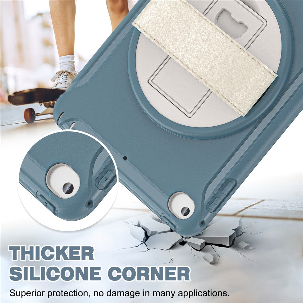 Til iPad mini (2019) 7,9 tommer/iPad mini 4 Roterende Kickstand PC + Silikone Hybrid Cover Anti-fald Tablet Etui med Håndrem