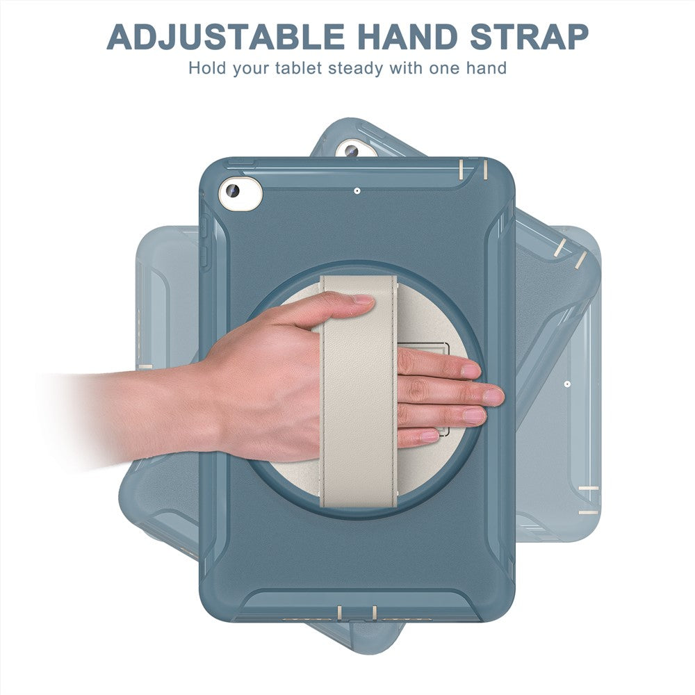 Til iPad mini (2019) 7,9 tommer/iPad mini 4 Roterende Kickstand PC + Silikone Hybrid Cover Anti-fald Tablet Etui med Håndrem