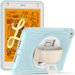 Til iPad mini (2019) 7,9 tommer/iPad mini 4 Roterende Kickstand PC + Silikone Hybrid Cover Anti-fald Tablet Etui med Håndrem