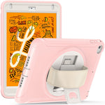 Til iPad mini (2019) 7,9 tommer/iPad mini 4 Roterende Kickstand PC + Silikone Hybrid Cover Anti-fald Tablet Etui med Håndrem