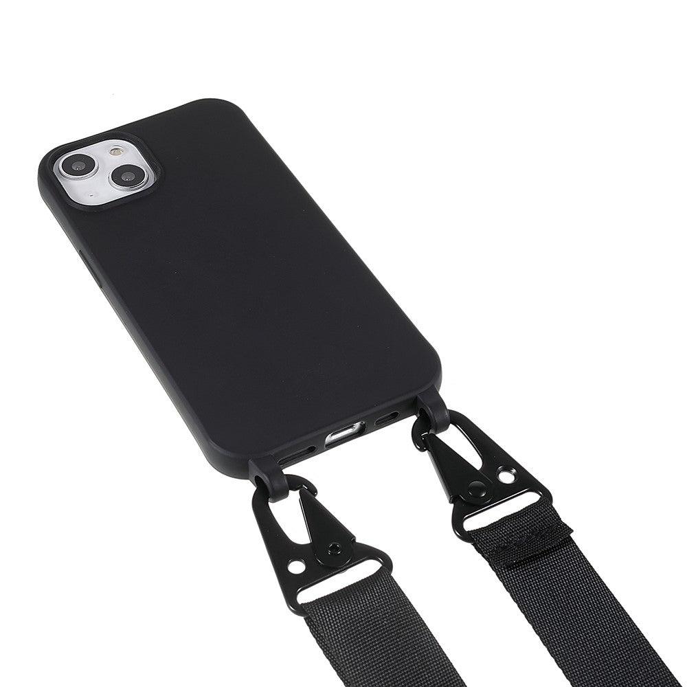 Til iPhone 13 6,1 tommer blødt TPU-bagcover til mobiltelefon med mat finish og skulderrem