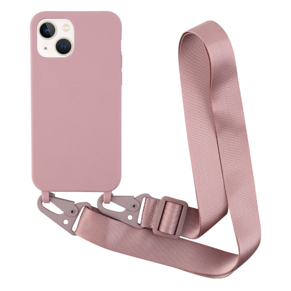 Til iPhone 13 6,1 tommer blødt TPU-bagcover til mobiltelefon med mat finish og skulderrem
