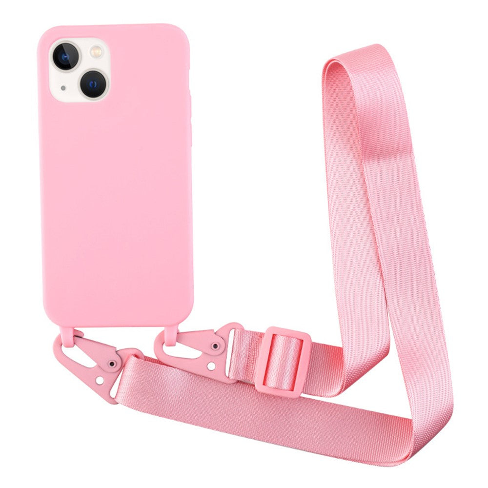 Til iPhone 13 6,1 tommer blødt TPU-bagcover til mobiltelefon med mat finish og skulderrem