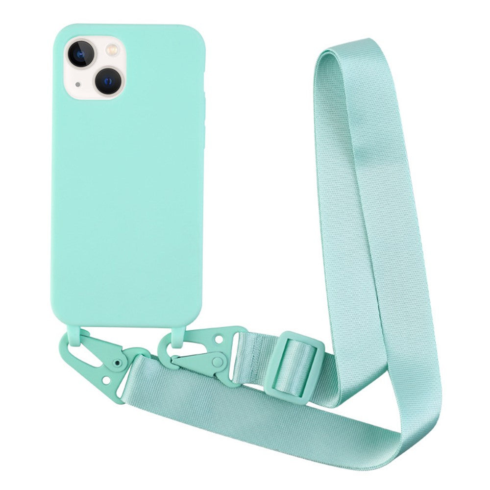 Til iPhone 13 6,1 tommer blødt TPU-bagcover til mobiltelefon med mat finish og skulderrem