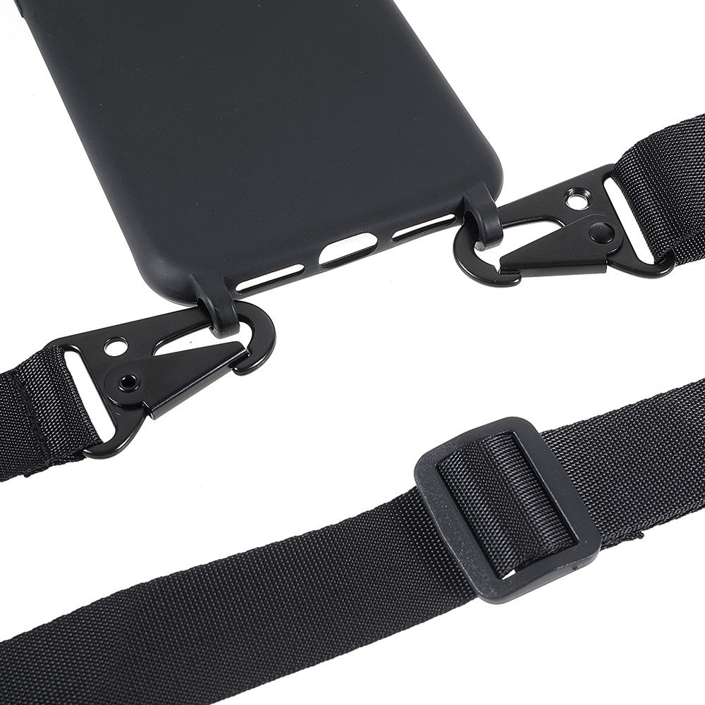 For iPhone 11 6.1 inch Slim Matte Cell Phone Case Drop Shockproof TPU Back Cover with Shoulder Strap