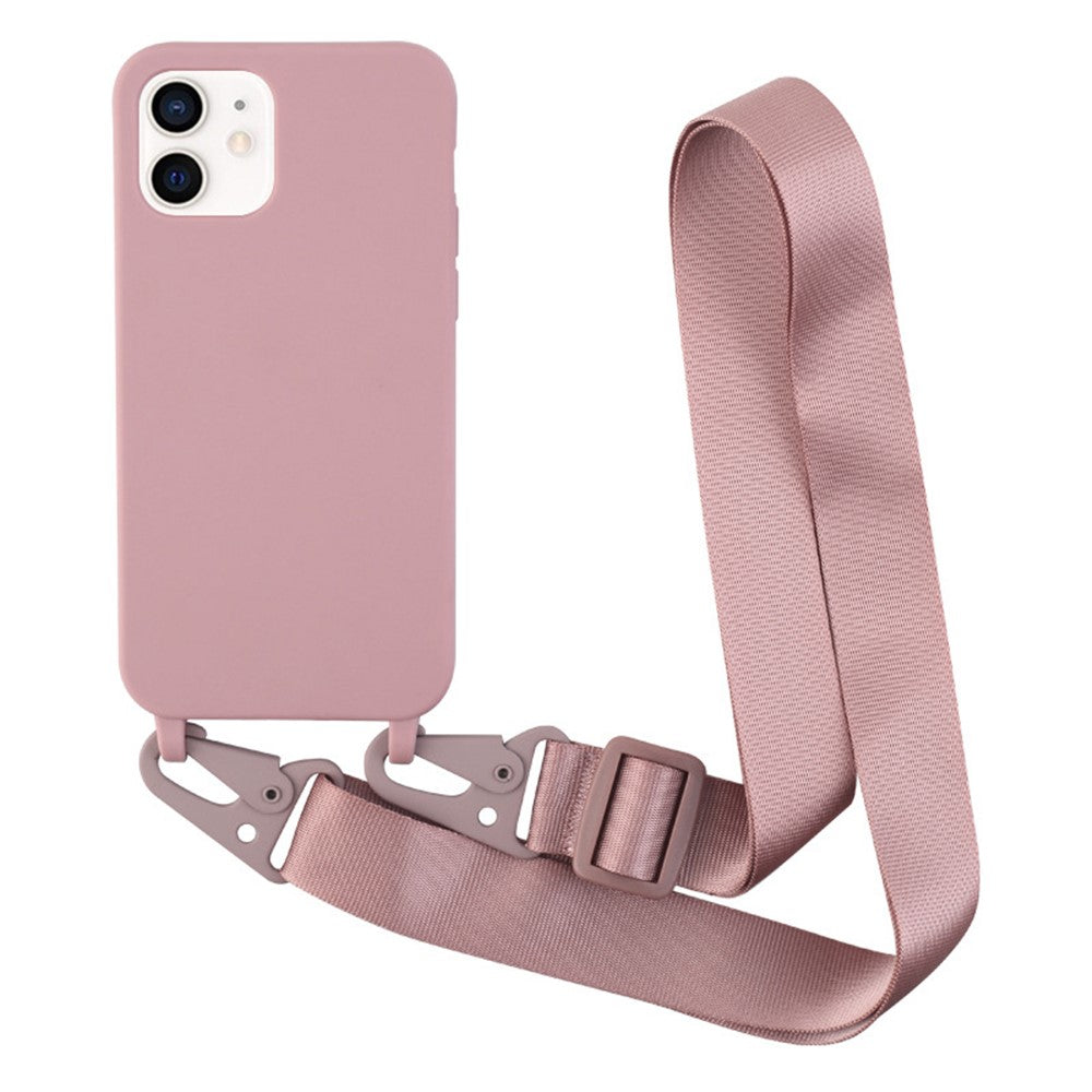 For iPhone 11 6.1 inch Slim Matte Cell Phone Case Drop Shockproof TPU Back Cover with Shoulder Strap