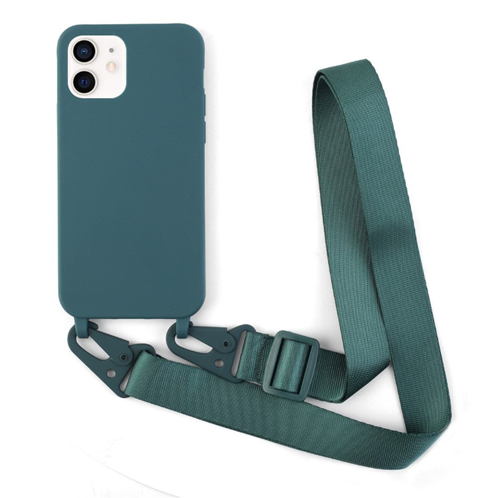 For iPhone 11 6.1 inch Slim Matte Cell Phone Case Drop Shockproof TPU Back Cover with Shoulder Strap