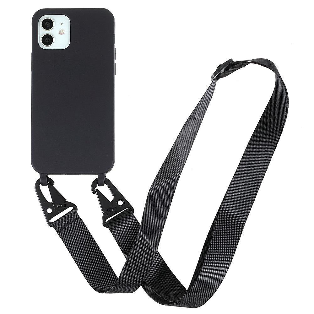 For iPhone 12 / 12 Pro 6.1 inch Matte Minimalist Case Anti-Scratch Soft TPU Cover with Shoulder Strap