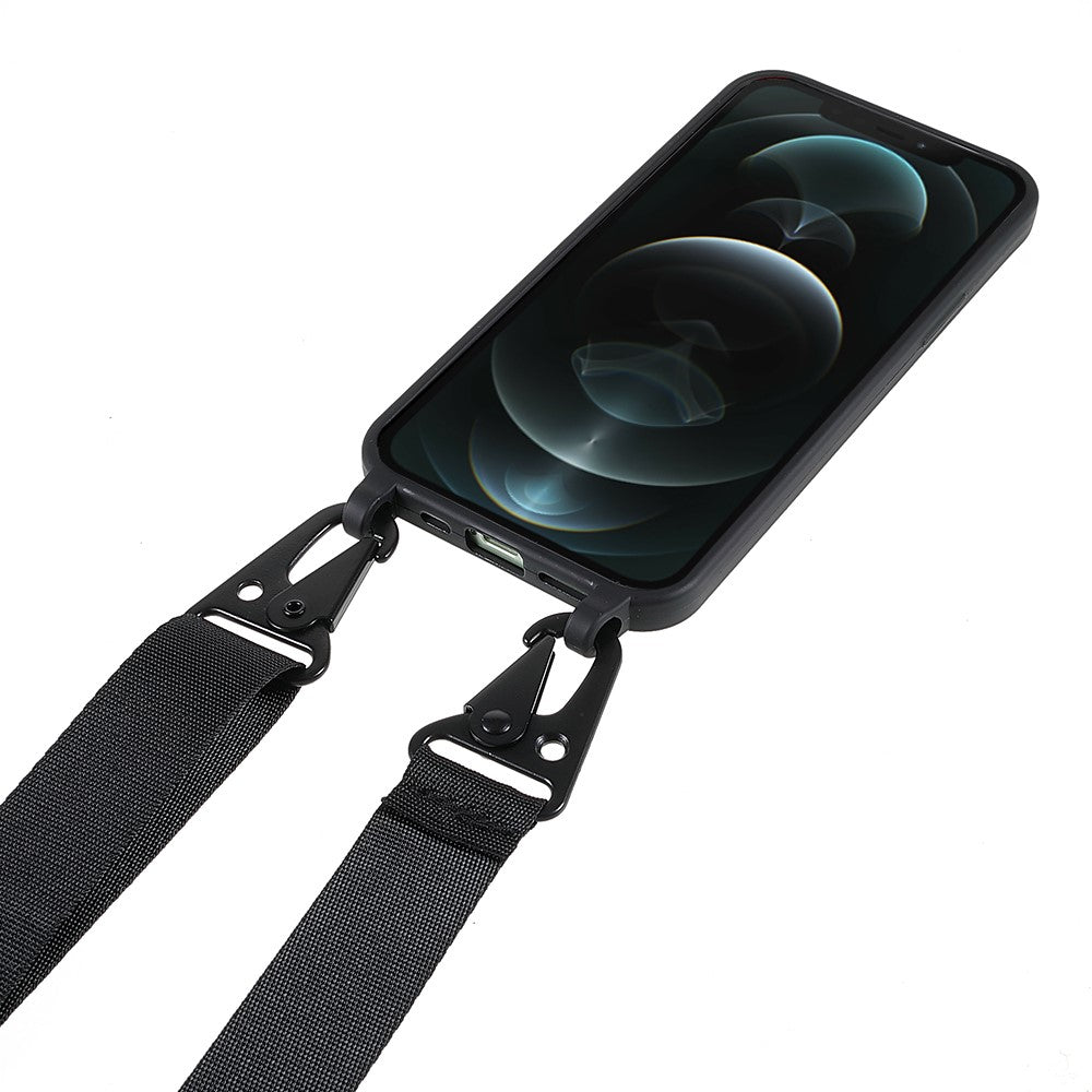 For iPhone 12 / 12 Pro 6.1 inch Matte Minimalist Case Anti-Scratch Soft TPU Cover with Shoulder Strap