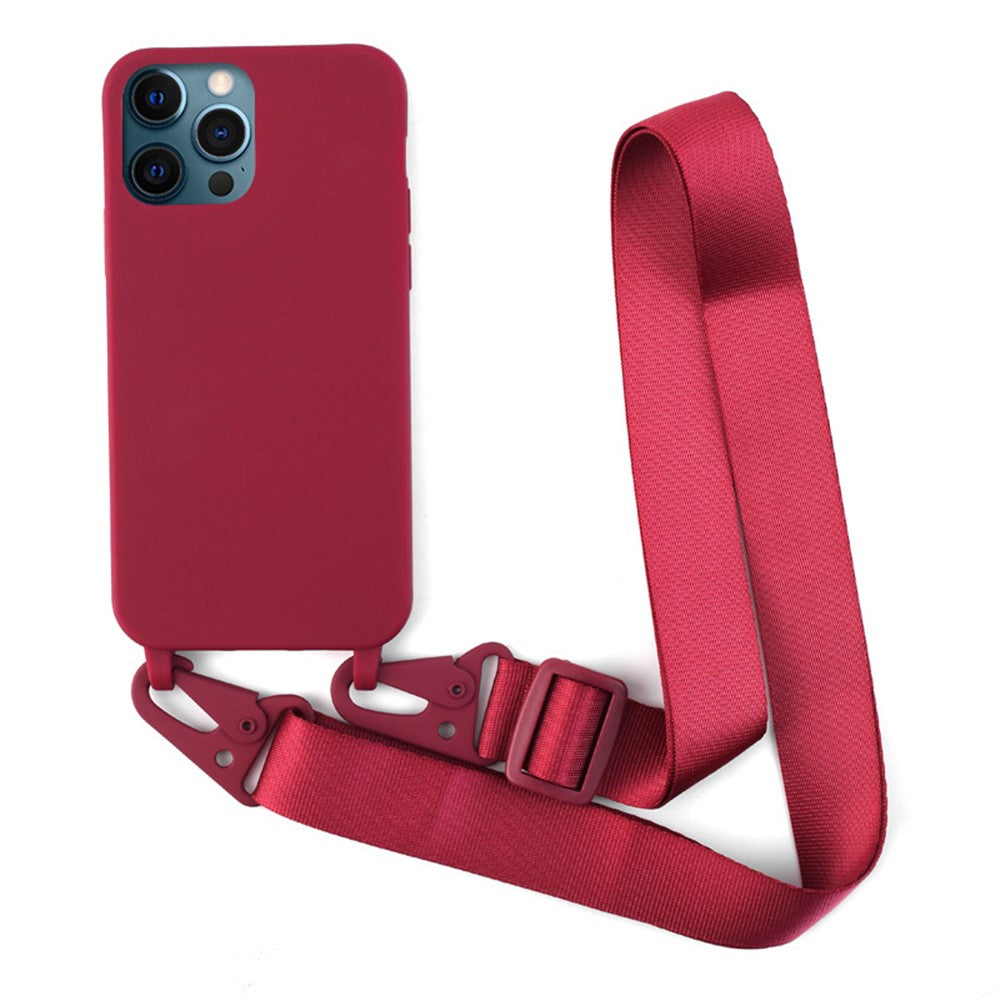 For iPhone 12 / 12 Pro 6.1 inch Matte Minimalist Case Anti-Scratch Soft TPU Cover with Shoulder Strap