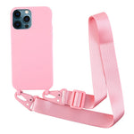 For iPhone 12 / 12 Pro 6.1 inch Matte Minimalist Case Anti-Scratch Soft TPU Cover with Shoulder Strap
