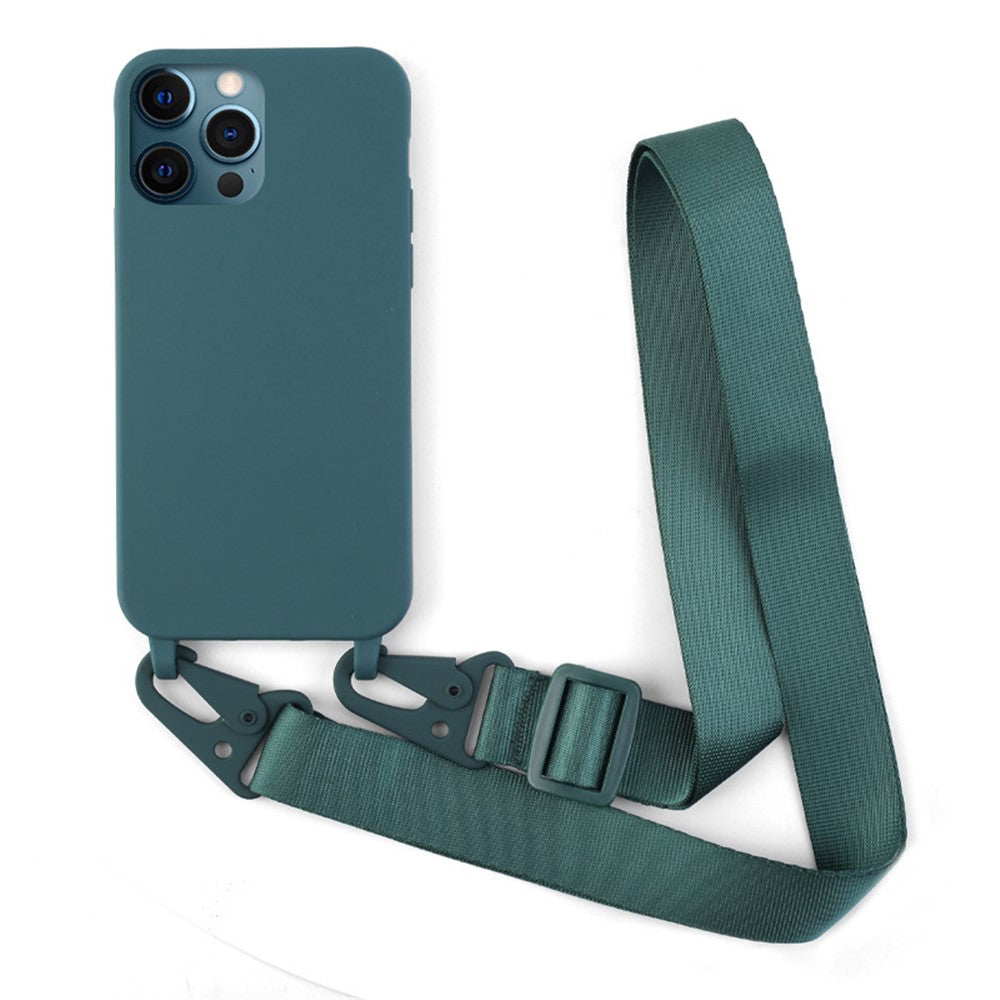 For iPhone 12 / 12 Pro 6.1 inch Matte Minimalist Case Anti-Scratch Soft TPU Cover with Shoulder Strap