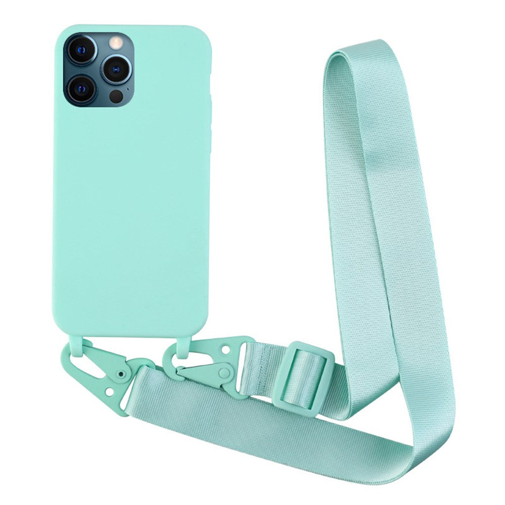 For iPhone 12 / 12 Pro 6.1 inch Matte Minimalist Case Anti-Scratch Soft TPU Cover with Shoulder Strap
