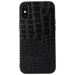 For iPhone XS Max 6.5 inch Crocodile Texture Phone Cover Genuine Cowhide Leather Coated PC + TPU Hybrid Case