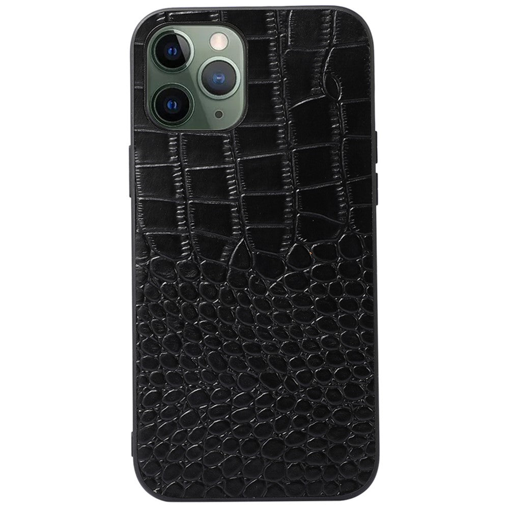 For iPhone 11 Pro 5.8 inch Well-protected Crocodile Texture Phone Shell Genuine Cowhide Leather Coating PC + TPU Case
