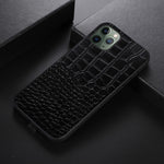 For iPhone 11 Pro 5.8 inch Well-protected Crocodile Texture Phone Shell Genuine Cowhide Leather Coating PC + TPU Case