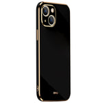 XINLI for iPhone 13 mini 5.4 inch Precise Lens Cutout Electroplating Golden Edge TPU Phone Case Protective Cover