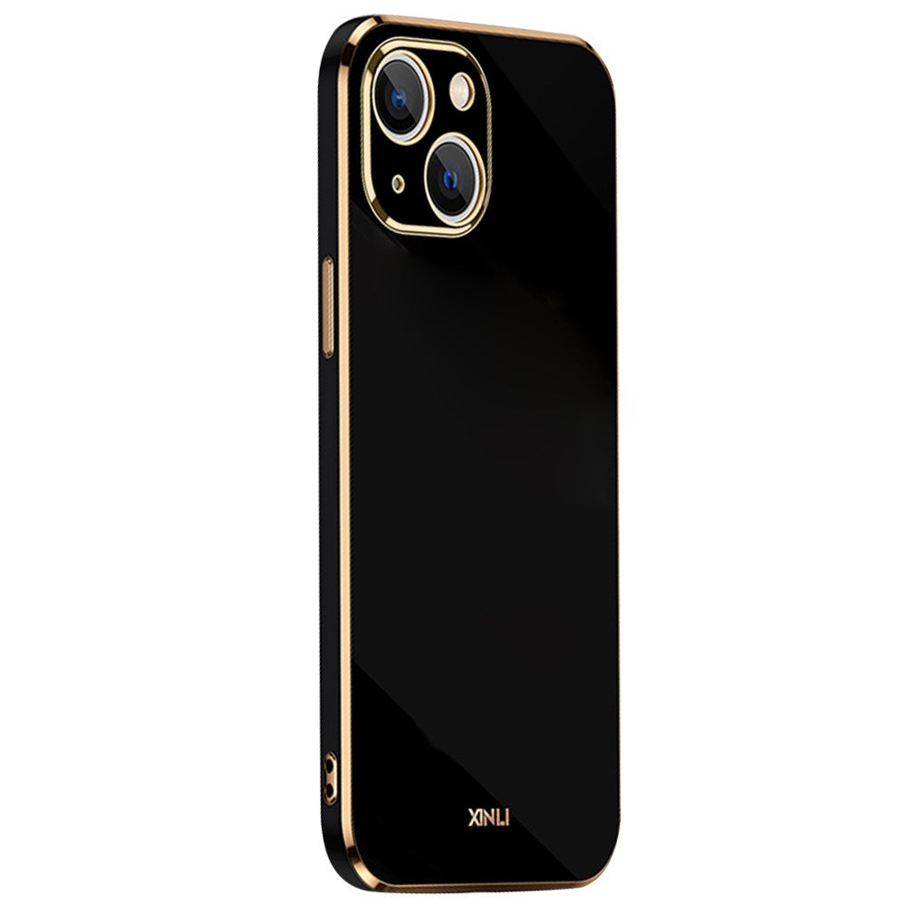 XINLI for iPhone 13 mini 5.4 inch Precise Lens Cutout Electroplating Golden Edge TPU Phone Case Protective Cover