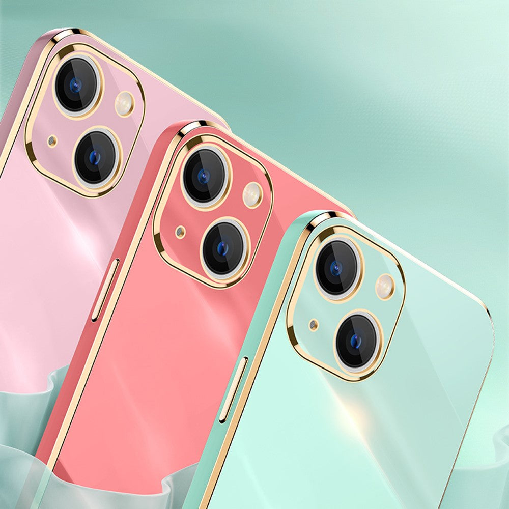 XINLI for iPhone 13 mini 5.4 inch Precise Lens Cutout Electroplating Golden Edge TPU Phone Case Protective Cover