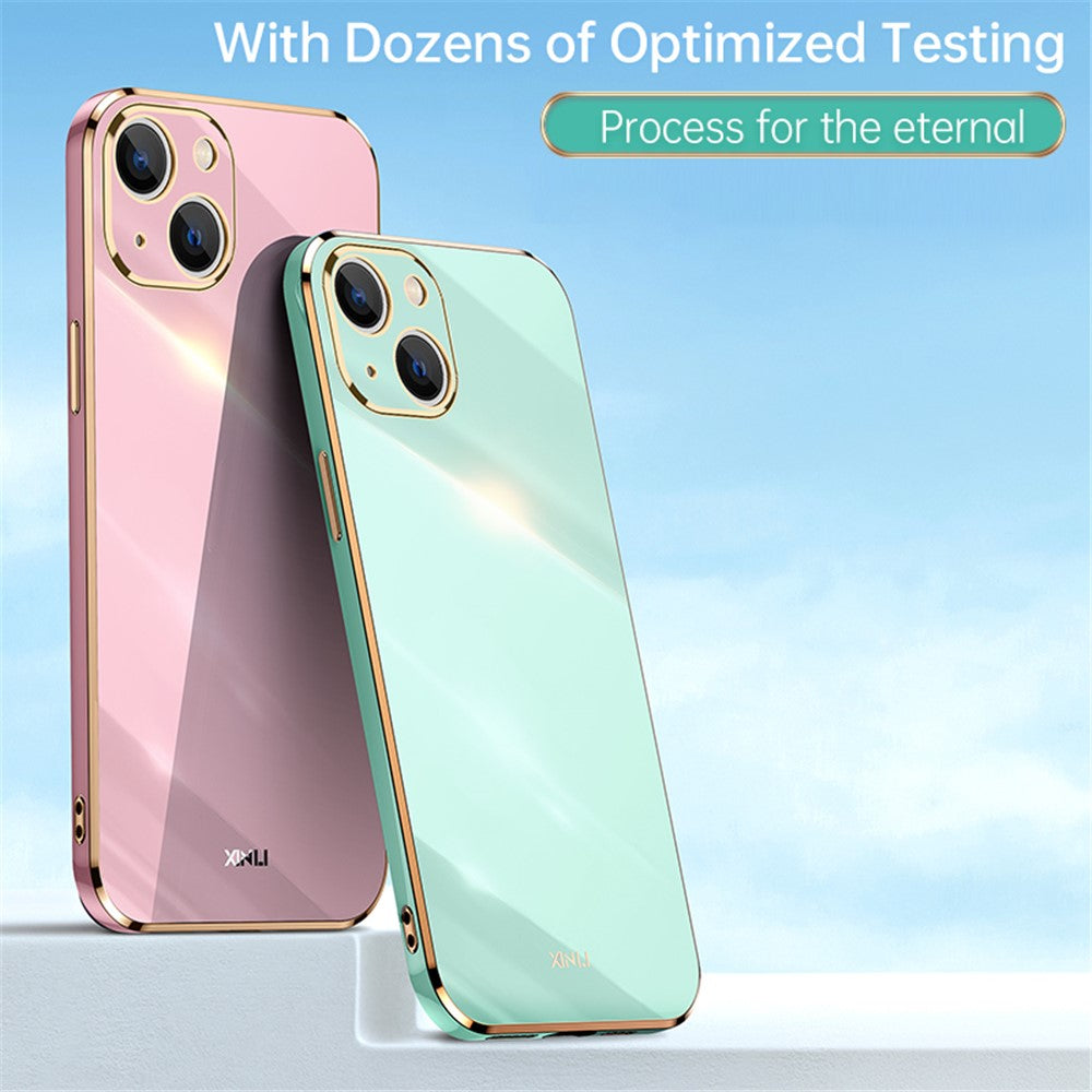 XINLI for iPhone 13 mini 5.4 inch Precise Lens Cutout Electroplating Golden Edge TPU Phone Case Protective Cover