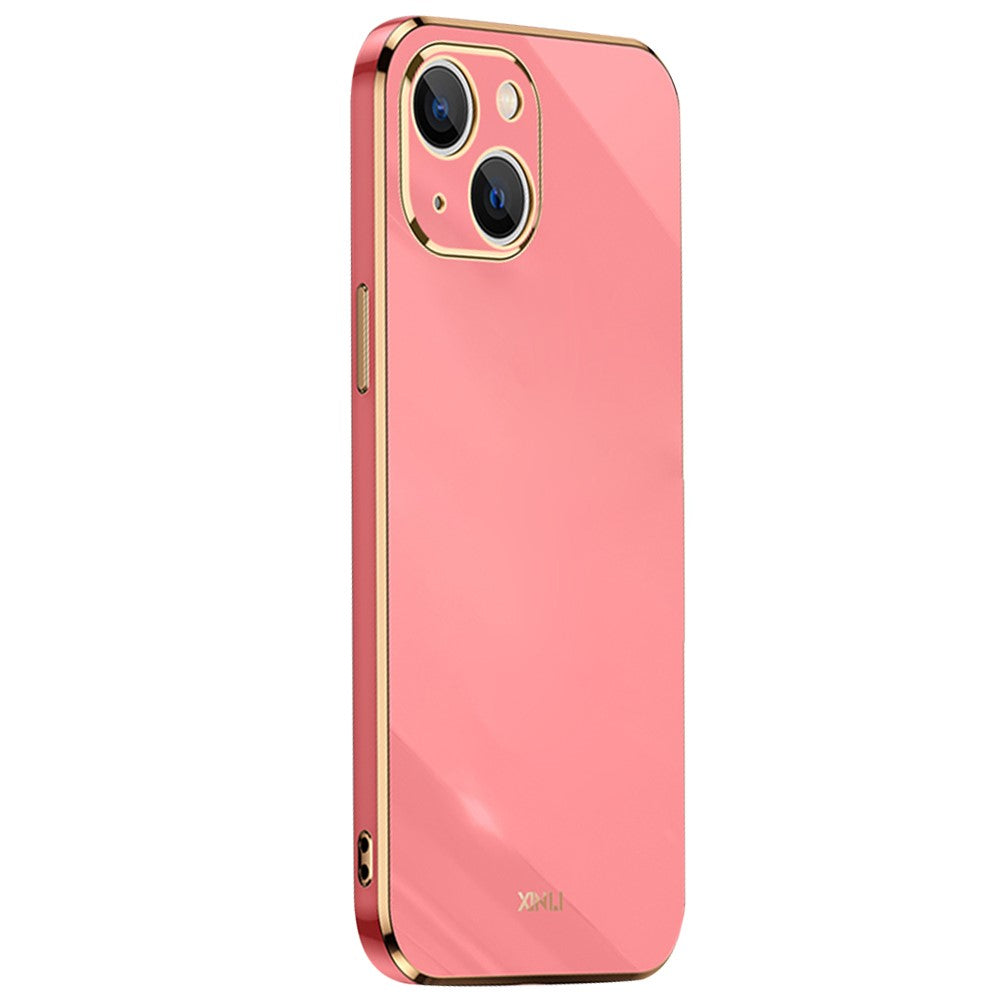 XINLI for iPhone 13 mini 5.4 inch Precise Lens Cutout Electroplating Golden Edge TPU Phone Case Protective Cover