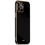 XINLI for iPhone 12 Pro Max 6.7 inch Stylish Electroplating Golden Edge TPU Mobile Phone Case Precise Lens Cutout Protective Cover