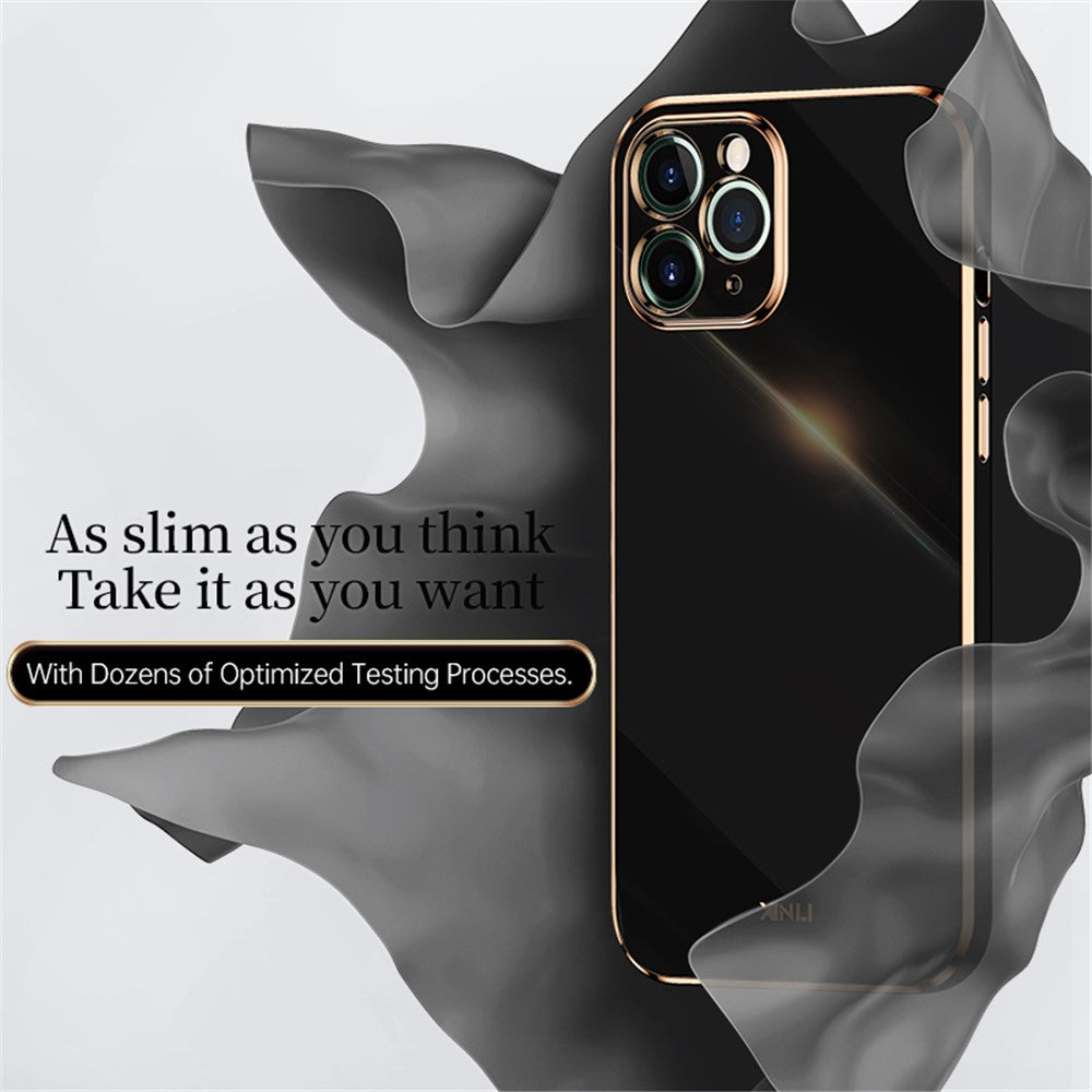 XINLI for iPhone 12 Pro Max 6.7 inch Stylish Electroplating Golden Edge TPU Mobile Phone Case Precise Lens Cutout Protective Cover