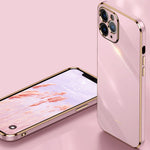 XINLI for iPhone 12 Pro Max 6.7 inch Stylish Electroplating Golden Edge TPU Mobile Phone Case Precise Lens Cutout Protective Cover