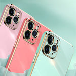 XINLI for iPhone 12 Pro Max 6.7 inch Stylish Electroplating Golden Edge TPU Mobile Phone Case Precise Lens Cutout Protective Cover