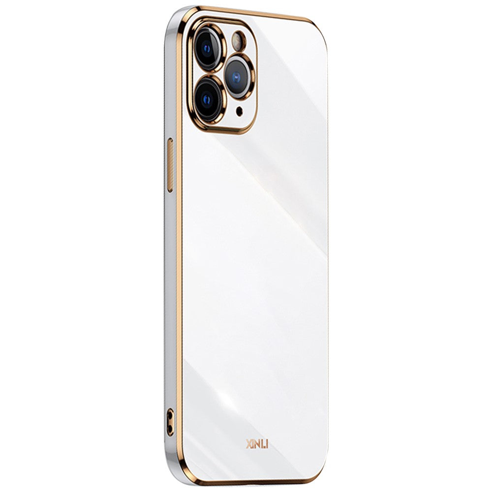 XINLI for iPhone 12 Pro Max 6.7 inch Stylish Electroplating Golden Edge TPU Mobile Phone Case Precise Lens Cutout Protective Cover