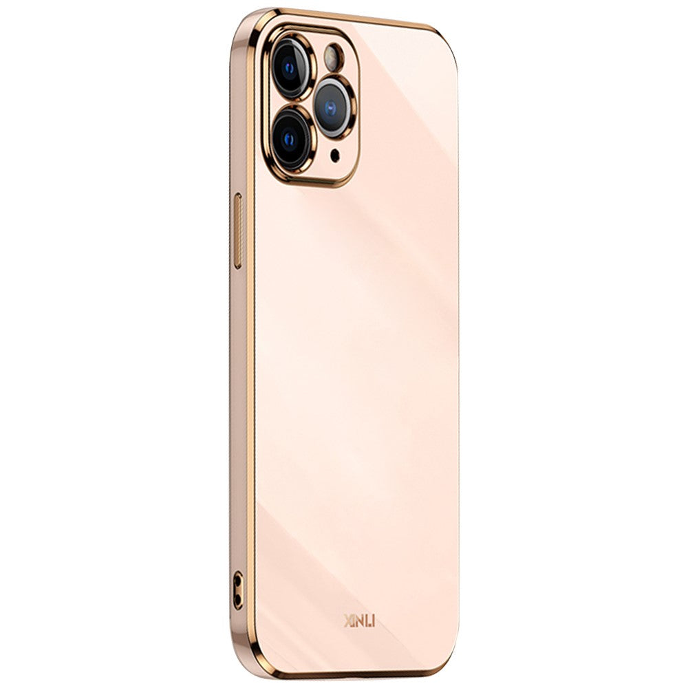 XINLI for iPhone 12 Pro Max 6.7 inch Stylish Electroplating Golden Edge TPU Mobile Phone Case Precise Lens Cutout Protective Cover