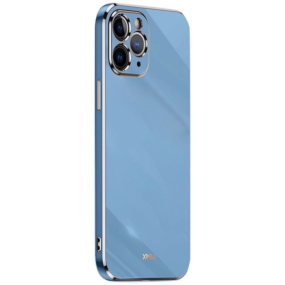 XINLI for iPhone 12 Pro Max 6.7 inch Stylish Electroplating Golden Edge TPU Mobile Phone Case Precise Lens Cutout Protective Cover