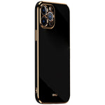 XINLI til iPhone 12 Pro 6,1 tommer TPU beskyttelsescover Præcis udskæring til kameralinse Telefonbagside med galvaniseret guldkant