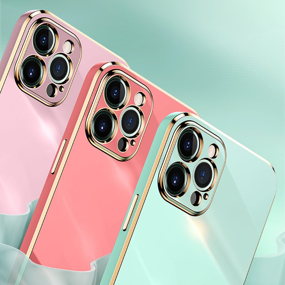 XINLI til iPhone 12 Pro 6,1 tommer TPU beskyttelsescover Præcis udskæring til kameralinse Telefonbagside med galvaniseret guldkant
