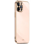XINLI til iPhone 12 Pro 6,1 tommer TPU beskyttelsescover Præcis udskæring til kameralinse Telefonbagside med galvaniseret guldkant