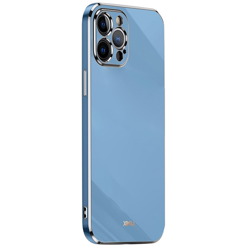 XINLI til iPhone 12 Pro 6,1 tommer TPU beskyttelsescover Præcis udskæring til kameralinse Telefonbagside med galvaniseret guldkant