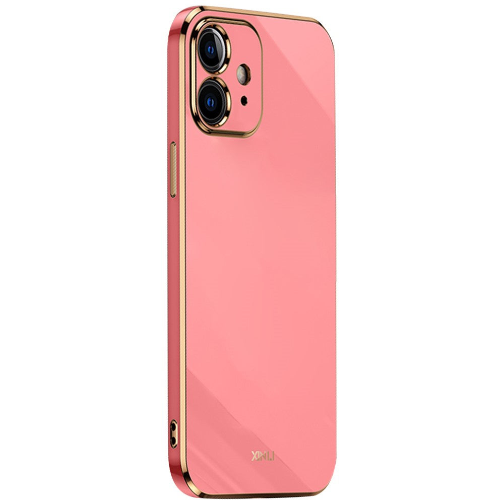XINLI til iPhone 12 Pro 6,1 tommer TPU beskyttelsescover Præcis udskæring til kameralinse Telefonbagside med galvaniseret guldkant