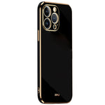 XINLI for iPhone 13 Pro 6.1 inch Anti-scratch Drop-proof Precise Cutout Case Electroplating Golden Edge Soft TPU Shell