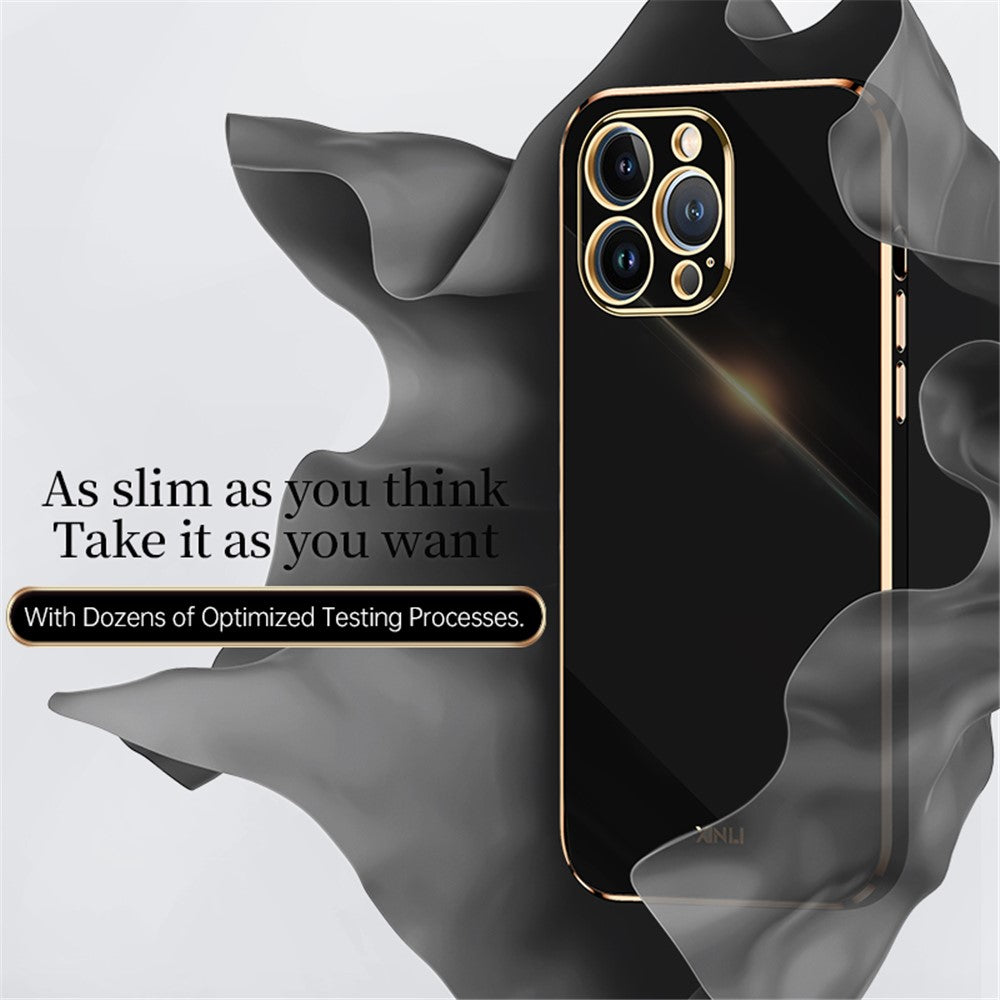 XINLI for iPhone 13 Pro 6.1 inch Anti-scratch Drop-proof Precise Cutout Case Electroplating Golden Edge Soft TPU Shell