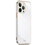 XINLI for iPhone 13 Pro 6.1 inch Anti-scratch Drop-proof Precise Cutout Case Electroplating Golden Edge Soft TPU Shell