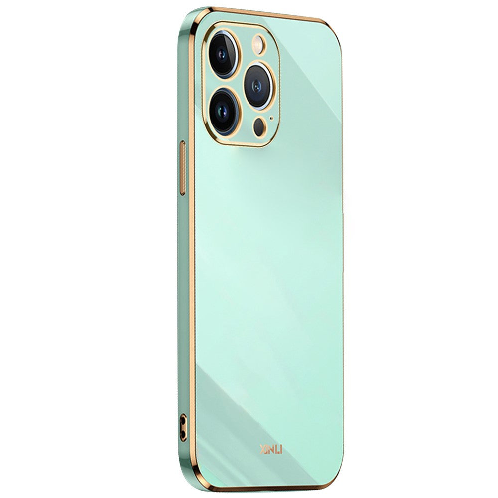 XINLI for iPhone 13 Pro 6.1 inch Anti-scratch Drop-proof Precise Cutout Case Electroplating Golden Edge Soft TPU Shell