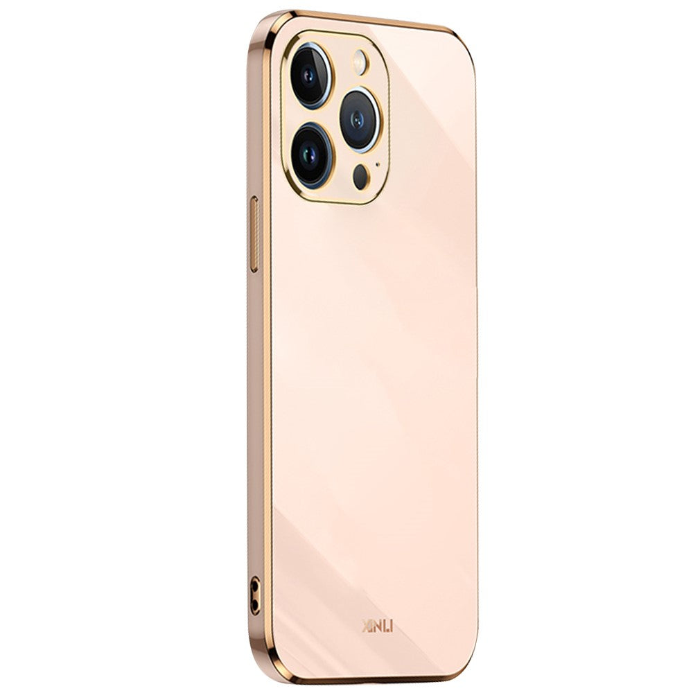 XINLI for iPhone 13 Pro 6.1 inch Anti-scratch Drop-proof Precise Cutout Case Electroplating Golden Edge Soft TPU Shell