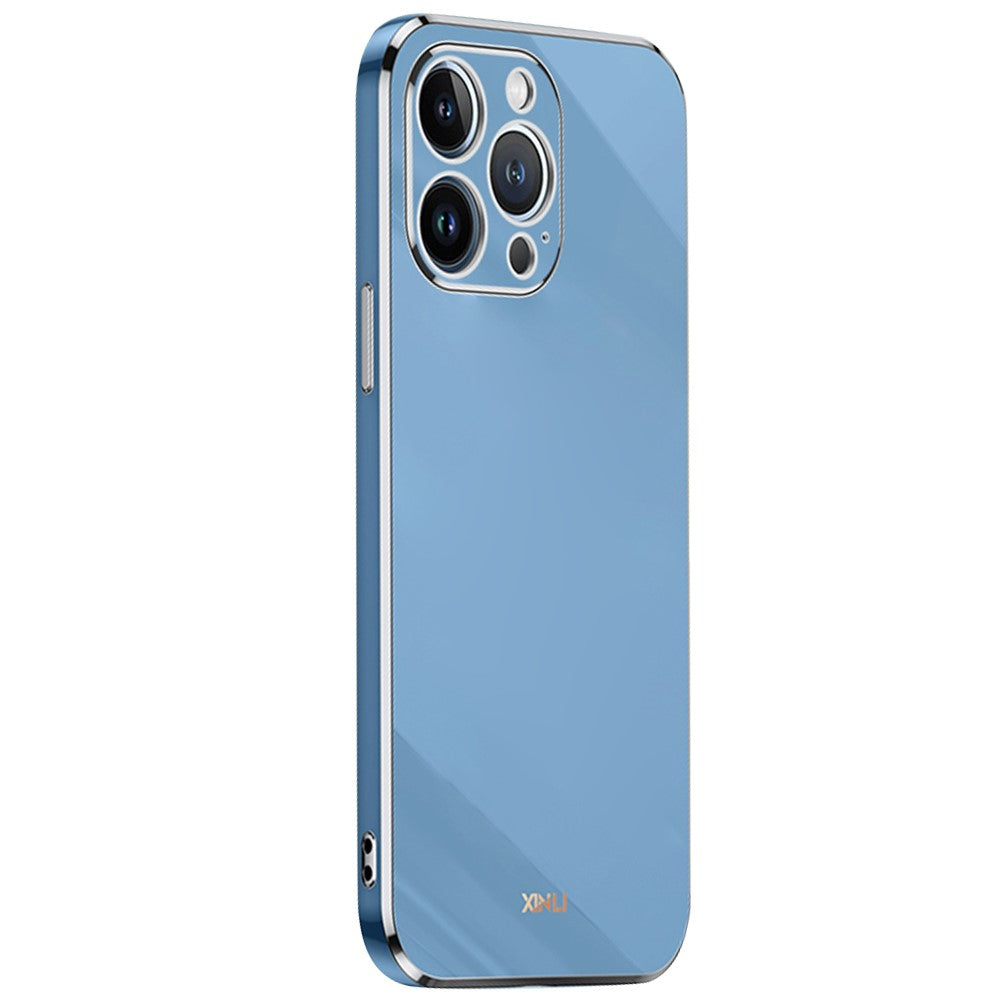 XINLI for iPhone 13 Pro 6.1 inch Anti-scratch Drop-proof Precise Cutout Case Electroplating Golden Edge Soft TPU Shell