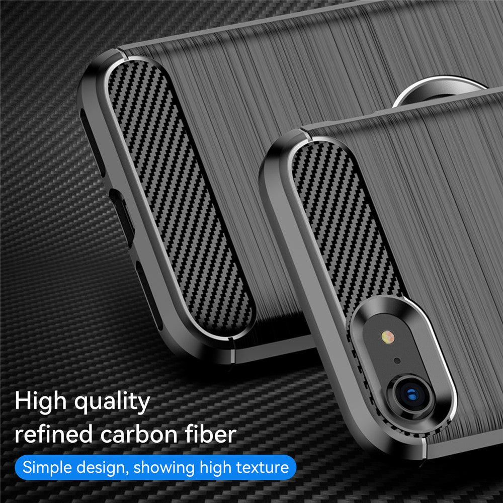 Til iPhone SE 2022/SE 2020 kulfibertekstur børstet overflade 1,8 mm TPU telefoncover