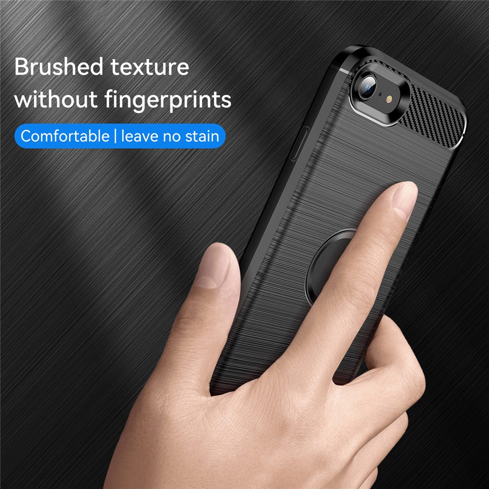 Til iPhone SE 2022/SE 2020 kulfibertekstur børstet overflade 1,8 mm TPU telefoncover
