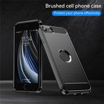 Til iPhone SE 2022/SE 2020 kulfibertekstur børstet overflade 1,8 mm TPU telefoncover
