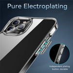 Electroplating Crystal Clear Hybrid Phone Cover for iPhone 12 Pro Max 6.7 Inch, Yellowing-Resistant TPU + PC Mobile Phone Accessory